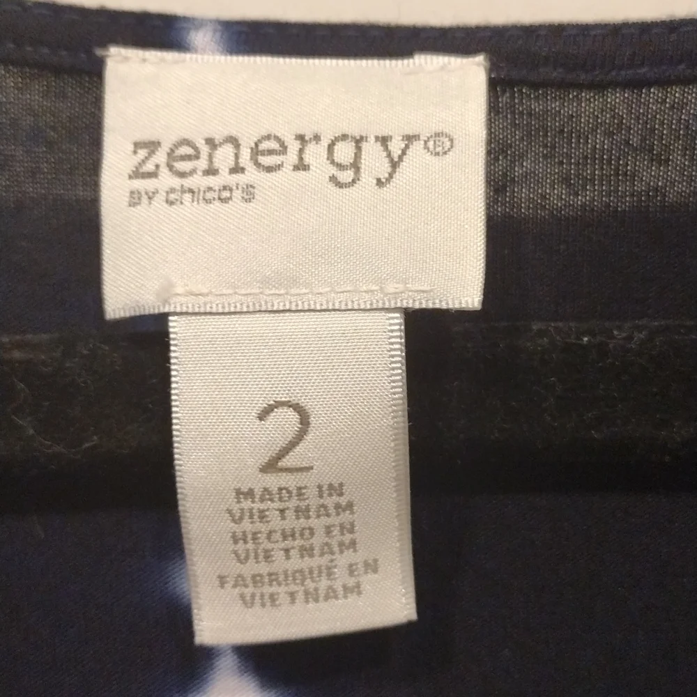 Zenergy by Chico's Tie Dye Print Tassel Hem Top Size 2 (12)-Hippie Beach Summer - Picture 2 of 7